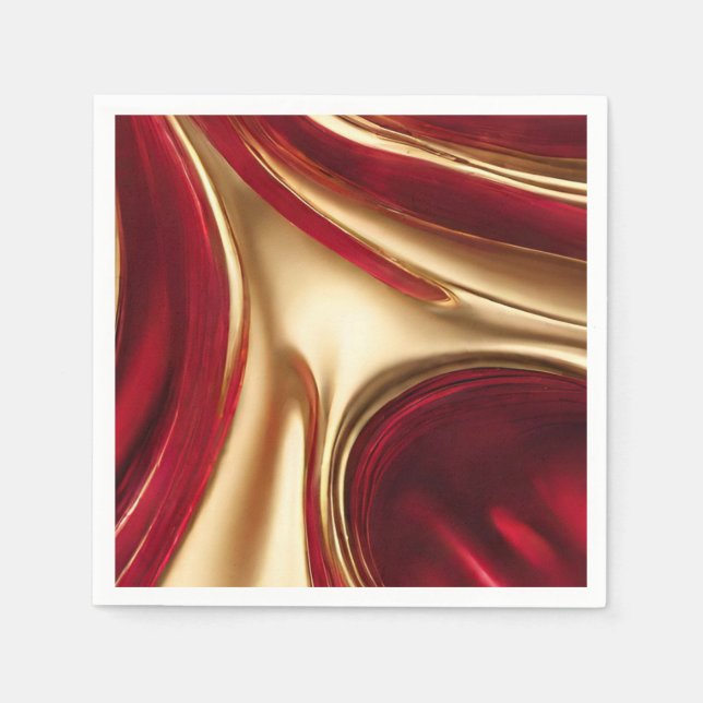 Servilleta De Papel Elegante -rojo y oro- (Anverso)