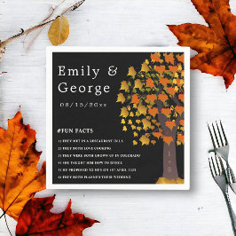 Servilleta De Papel Elegante Romántico Árbol tallado Black Fall Weddin