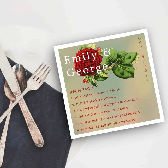 Servilleta De Papel Elegante Romántico Rojo Rojo Floral Fact Facts Bod (Subido por el creador)