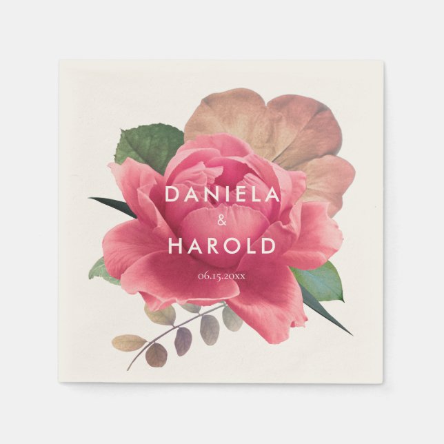 Servilleta De Papel Elegante rosa boda (Anverso)