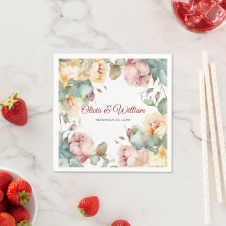Servilleta De Papel Elegante Rosa Boda Jardín