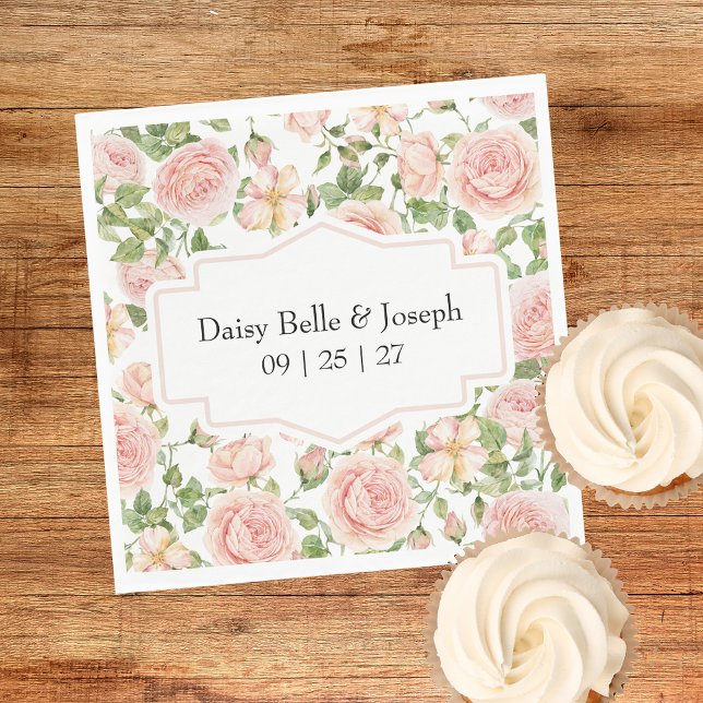 Servilleta De Papel Elegante Rosa Botánica Floral Boda (Subido por el creador)