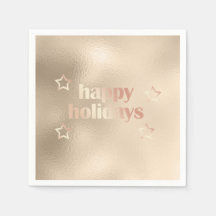 Elegante rosa de cobre Navidades Felices Fiestas