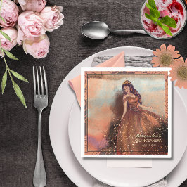 Servilleta De Papel Elegante Rosa de cobre Quinceañera Napkin