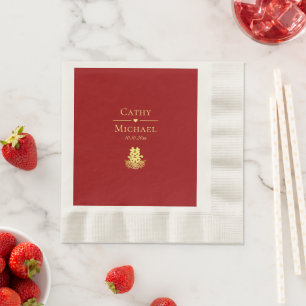 Servilleta De Papel Elegante rosa de doble felicidad boda china roja