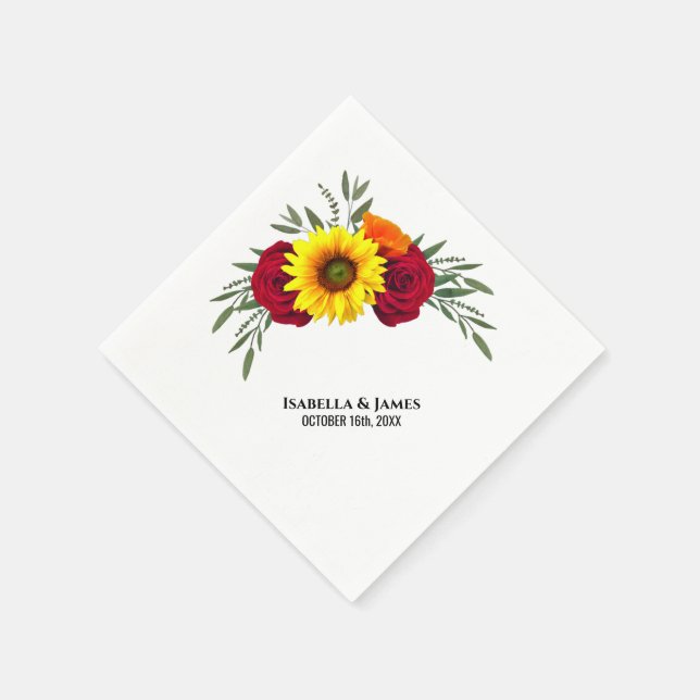 Servilleta De Papel Elegante Rosa de girasol de Borgoña Boda (Borde)