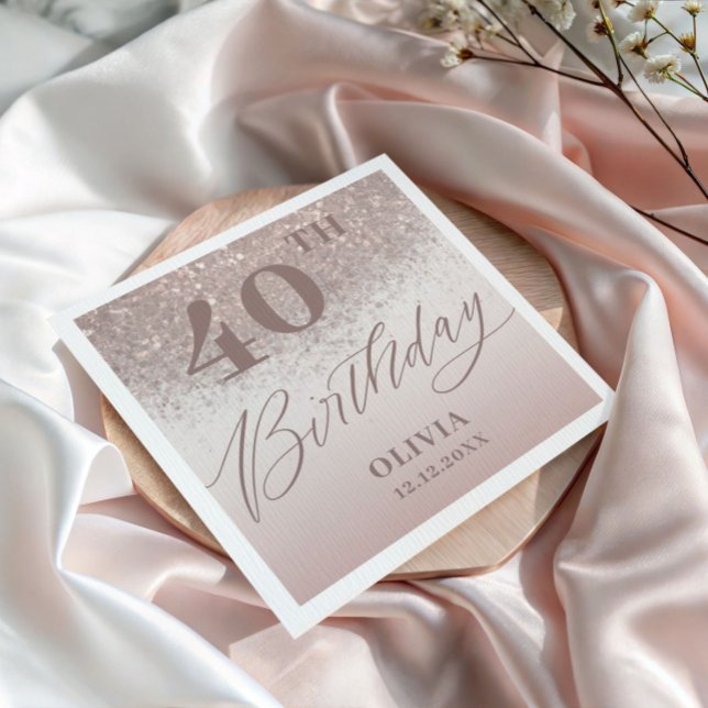 Servilleta De Papel Elegante Rosa de la fiesta de cumpleaños Purpurina (Subido por el creador)
