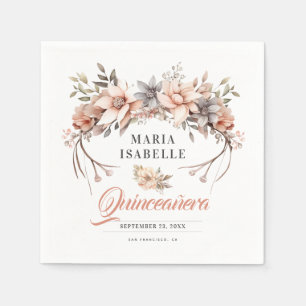 Servilleta De Papel Elegante Rosa de oro floral de la corona de la flo
