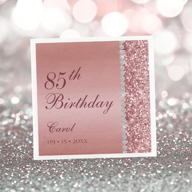 Servilleta De Papel Elegante Rosa Dorado Cumpleaños 85 (Subido por el creador)