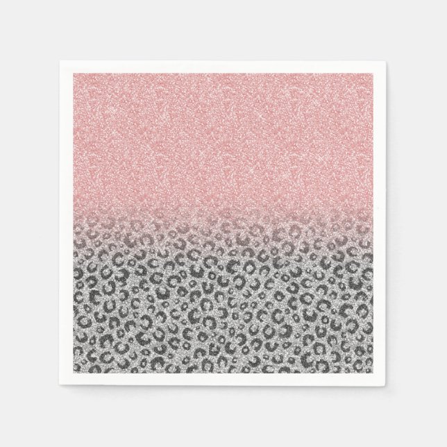 Servilleta De Papel Elegante Rosa dorado Purpurina Leopardo Imprimir (Anverso)