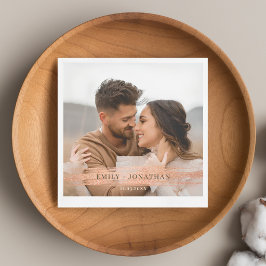 Servilleta De Papel Elegante Rosa Dorado Rústico Boda Foto Personaliza