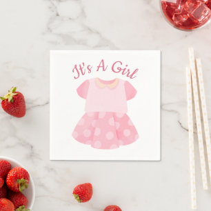 Servilleta De Papel Elegante Rosa Es Una Niña Baby Shower