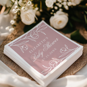 Servilleta De Papel Elegante Rosa floral escarpado Baby Shower