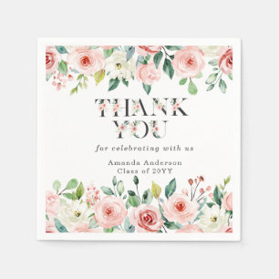 Servilleta De Papel Elegante rosa floral personalizado agradecimiento 