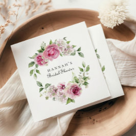 Servilleta De Papel Elegante Rosa Floral Rosa Bridal o Baby Shower