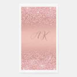 Servilleta De Papel Elegante Rosa Gold Luxe Shimmer Monograma