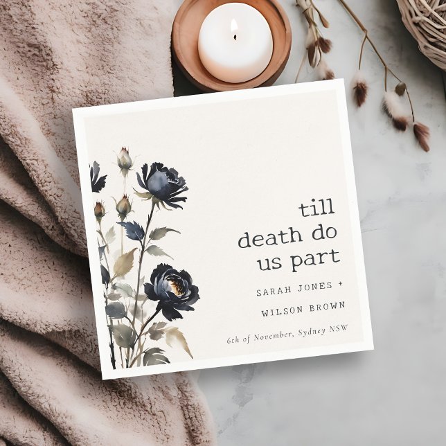 Servilleta De Papel Elegante Rosa gótico oscuro color de agua negro Bo (Subido por el creador)