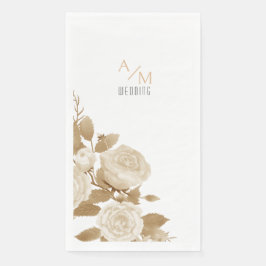 Servilleta De Papel Elegante Rosa Monograma Blanco