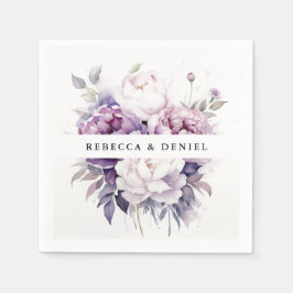 Servilleta De Papel Elegante Rosa morado acuarela Boda floral