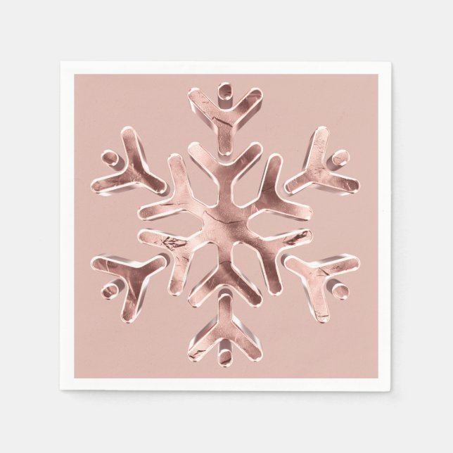 Servilleta De Papel Elegante Rosa Navidad de copos de nieve Fiesta (Anverso)