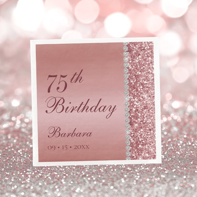 Servilleta De Papel Elegante Rosa Oro 75 cumpleaños (Subido por el creador)