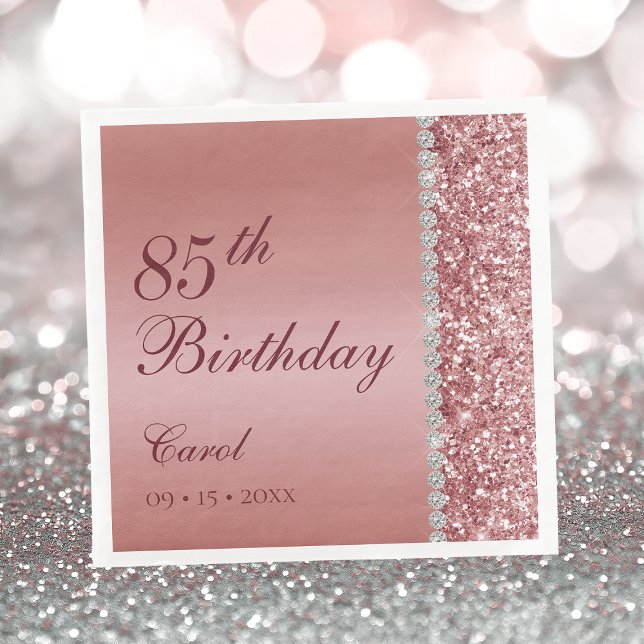 Servilleta De Papel Elegante Rosa Oro 85º cumpleaños (Subido por el creador)
