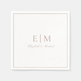 Servilleta De Papel Elegante Rosa Polvoriento Clásico Script Monograma