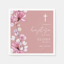 Elegante Rosa Polvoriento Floral Bautizo