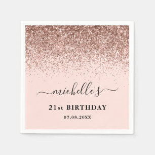 Servilleta De Papel Elegante Rosa Purpurina de oro Sparkle 21º cumplea