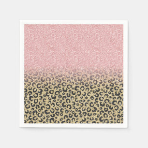 Servilleta De Papel Elegante Rosa Purpurina dorado Leopardo negro