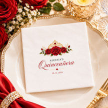 Elegante Rosa Roja Princesa Quinceañera Fiesta