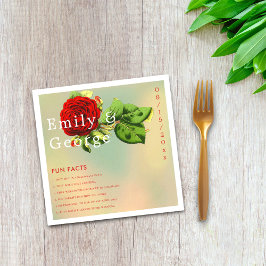 Servilleta De Papel Elegante Rosa Rojo Romántico Fun Facts Boda