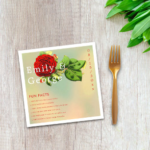 Servilleta De Papel Elegante Rosa Rojo Romántico Fun Facts Boda