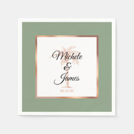 Servilleta De Papel Elegante Rosa Sage Palm Tree Tropical Boda