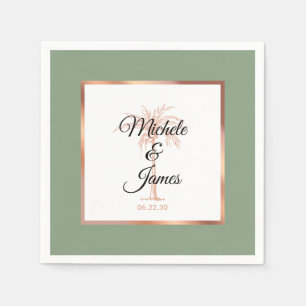 Servilleta De Papel Elegante Rosa Sage Palm Tree Tropical Boda