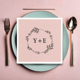 Servilleta De Papel Elegante Rosa simple Boda Monogramado de oro