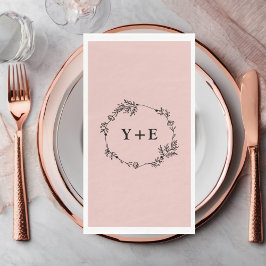Servilleta De Papel Elegante Rosa simple Boda Monogramado de oro