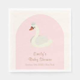 Servilleta De Papel Elegante rosado Boho Arch Princess Swan Baby Showe