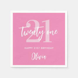 Servilleta De Papel Elegante rosado moderno cumpleaños 21