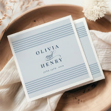 Elegante Rótulo Boda de la franja azul costera cos