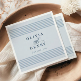 Servilleta De Papel Elegante Rótulo Boda de la franja azul costera cos