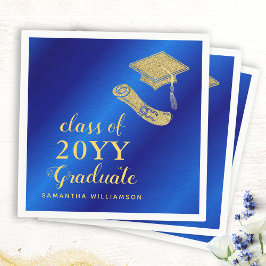 Servilleta De Papel Elegante Royal Blue y Gold Graduación 2025
