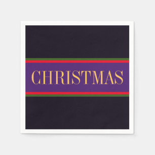 Servilleta De Papel Elegante Royal Purple Black NAVIDADES Stripes