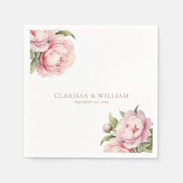 Servilleta De Papel Elegante Rubor Floral Gold White Boda moderno