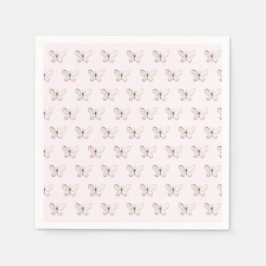 Servilleta De Papel Elegante Rubor Pink Butterfly Pattern Napkins