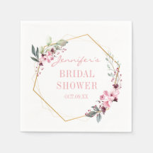 Elegante Rubor Pink Floral Bridal Shower Napkins