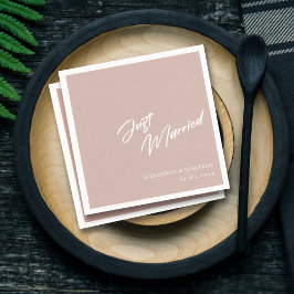 Servilleta De Papel Elegante Rubor Pink Just Married Custom Wedding