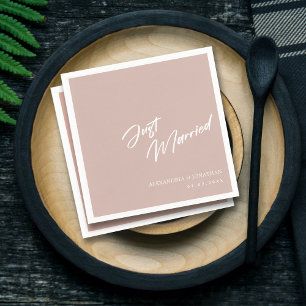 Servilleta De Papel Elegante Rubor Pink Just Married Custom Wedding