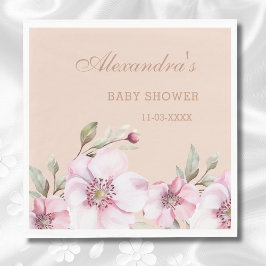 Servilleta De Papel Elegante Rubor Rosa Roses Floral Baby Shower
