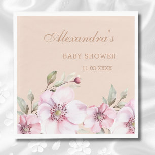 Servilleta De Papel Elegante Rubor Rosa Roses Floral Baby Shower